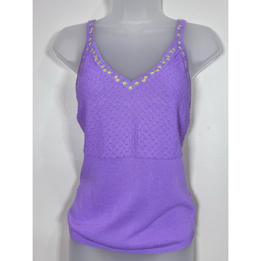 Free People Intimately Womens Top Tank Little Flirt Cami Purple Knit m